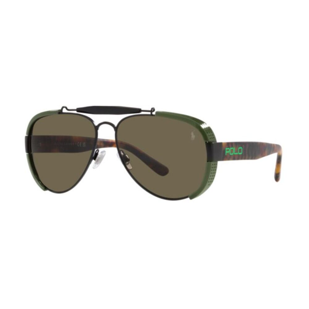 Polo Ralph Lauren Sunglasses Aviator Full Rim, Matte Black/Green Frame and